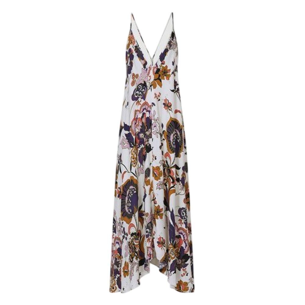 Reiss Printed Cream Floral Maxi Dress Size 8